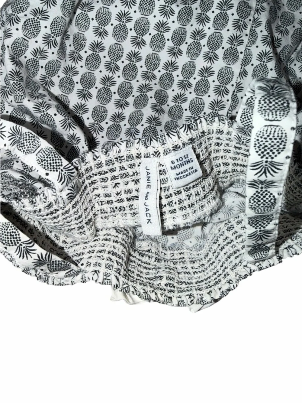 Janie and Jack Black & White Pineapple Print Bubble Romper - Size 6-12 Mo Girls